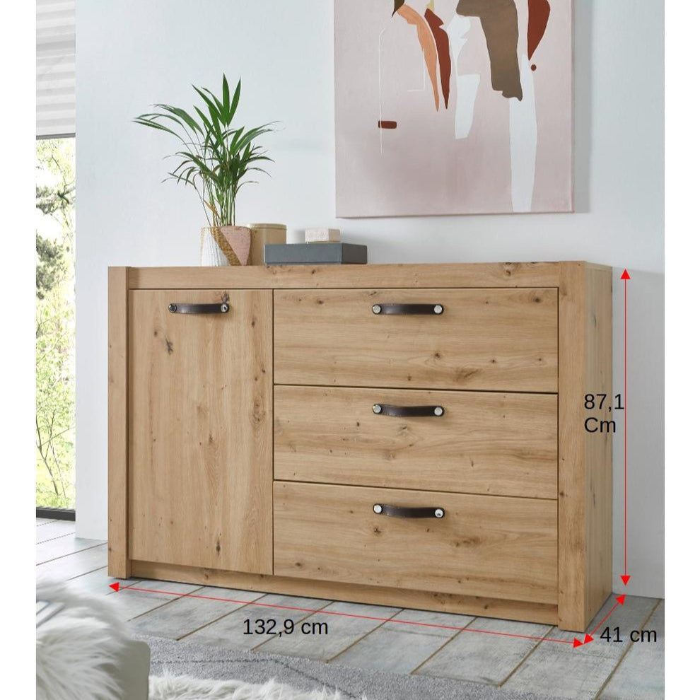 Comoda Prestige, 1 Usa Si 3 Sertare, Natur, 132.9 Cm
