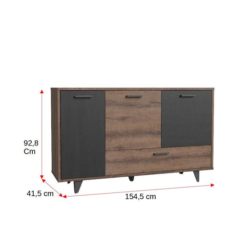 Comoda Benvenutti, Stejar Pamantiu Si Stejar Negru, 154.5 Cm