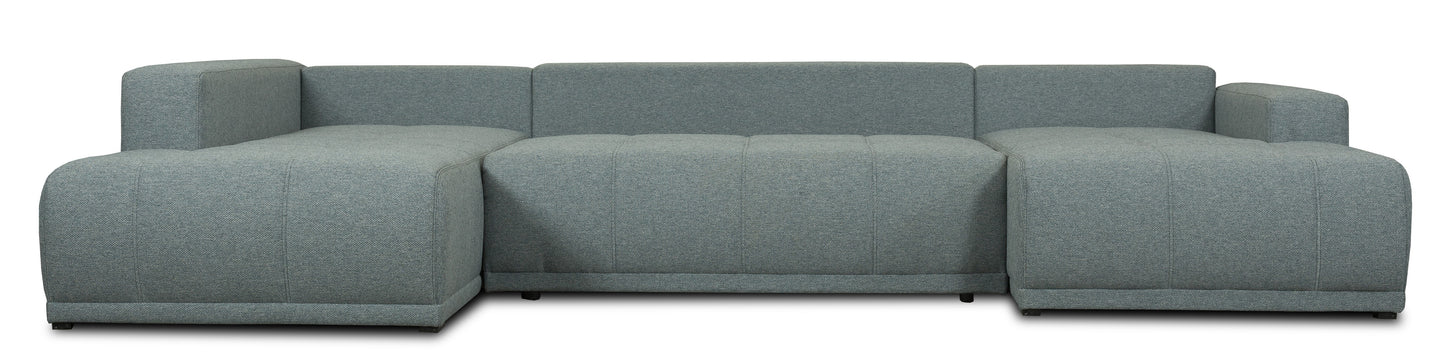 Coltar U Extensibil Otis Stanga, 6 Locuri, Lada Depozitare, Gri Albastrui, 357 Cm