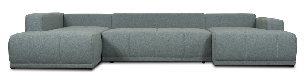 Coltar U Extensibil Otis Stanga, 6 Locuri, Lada Depozitare, Gri Albastrui, 357 Cm