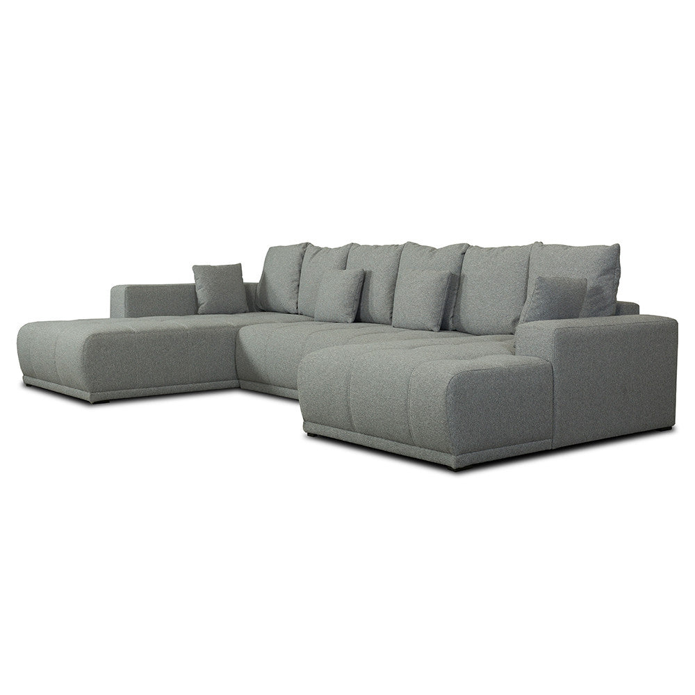 Coltar U Extensibil Otis Stanga, 6 Locuri, Lada Depozitare, Gri, 357 Cm