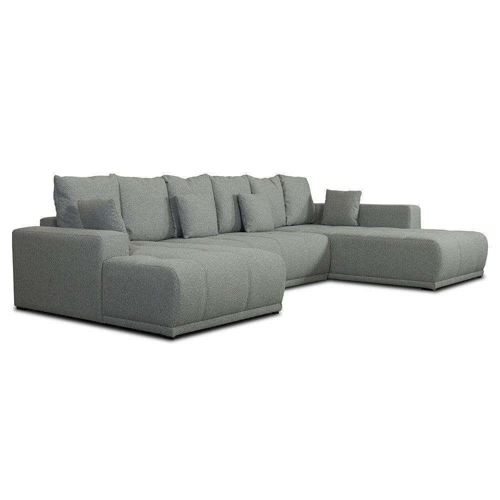 Coltar U Extensibil Otis Dreapta, 6 Locuri, Lada Depozitare, Gri, 357 Cm