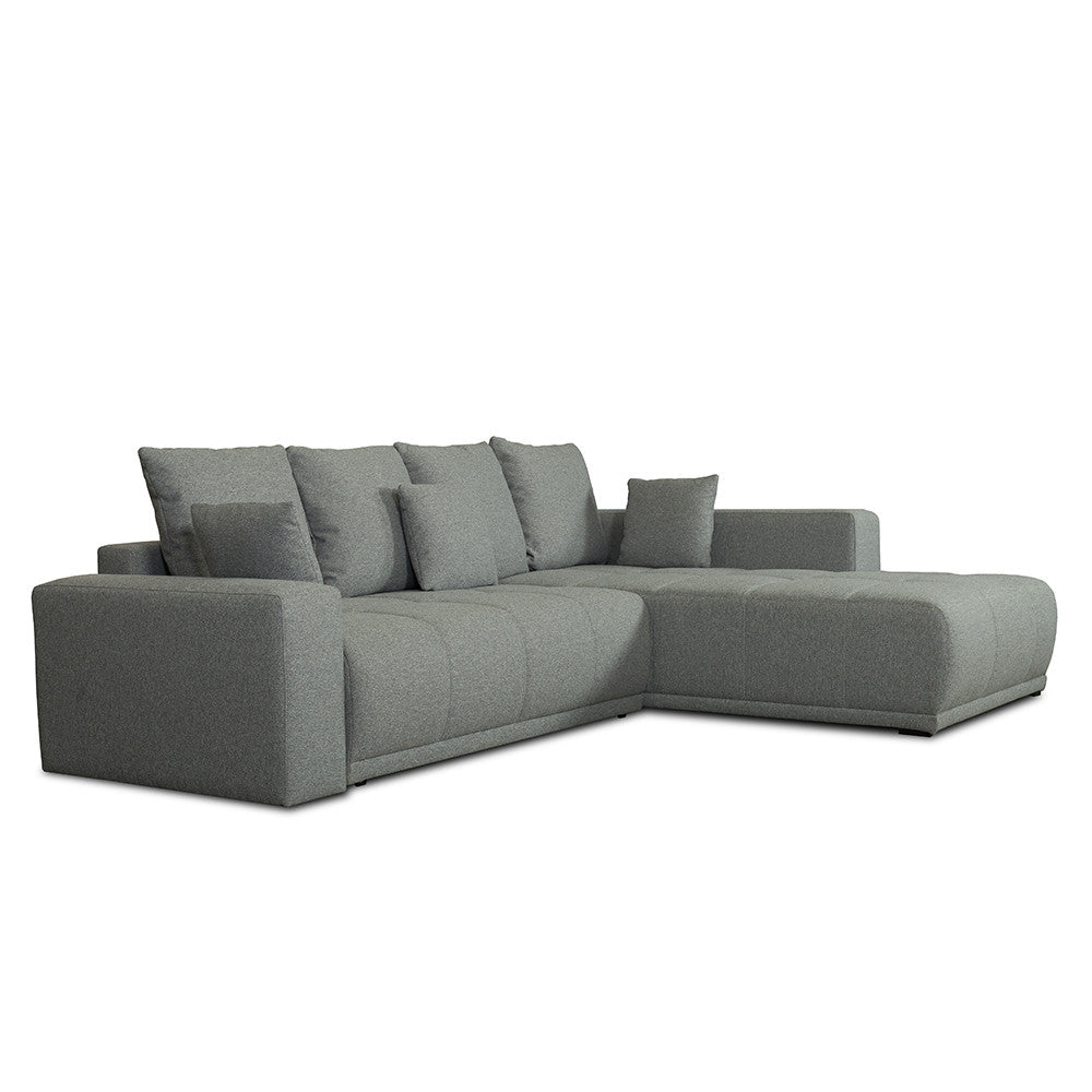 Coltar Extensibil Cu Otoman Dreapta Otis, 5 Locuri, Lada Depozitare, Gri, 280 Cm