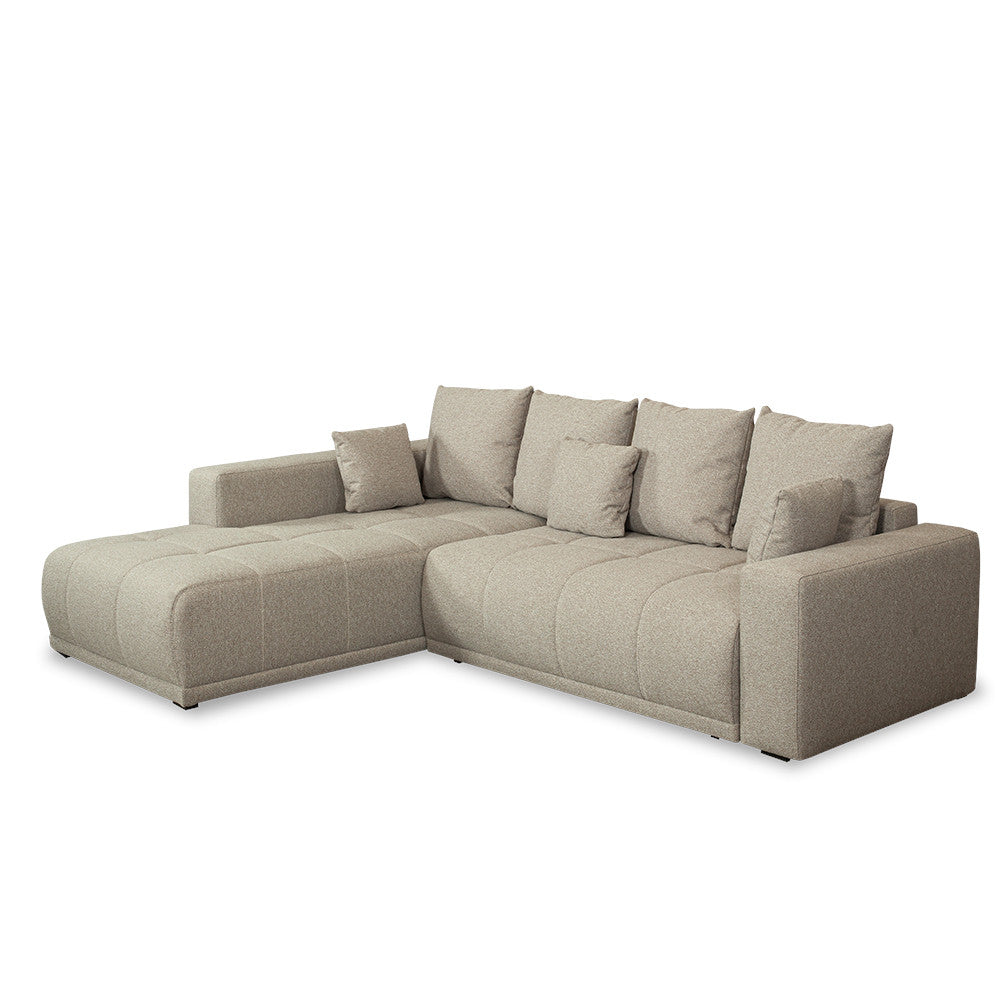 Coltar Extensibil Cu Otoman Stanga Otis, 5 Locuri, Lada Depozitare, Bej, 280 Cm