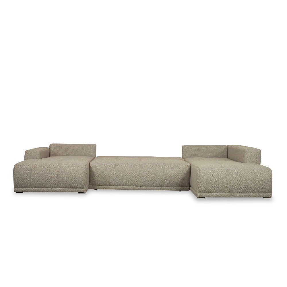Coltar U Extensibil Otis Dreapta, 6 Locuri, Lada Depozitare, Bej, 357 Cm