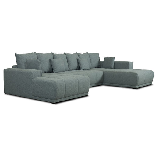 Coltar U Extensibil Otis Dreapta, 6 Locuri, Lada Depozitare, Gri Albastrui, 357 Cm