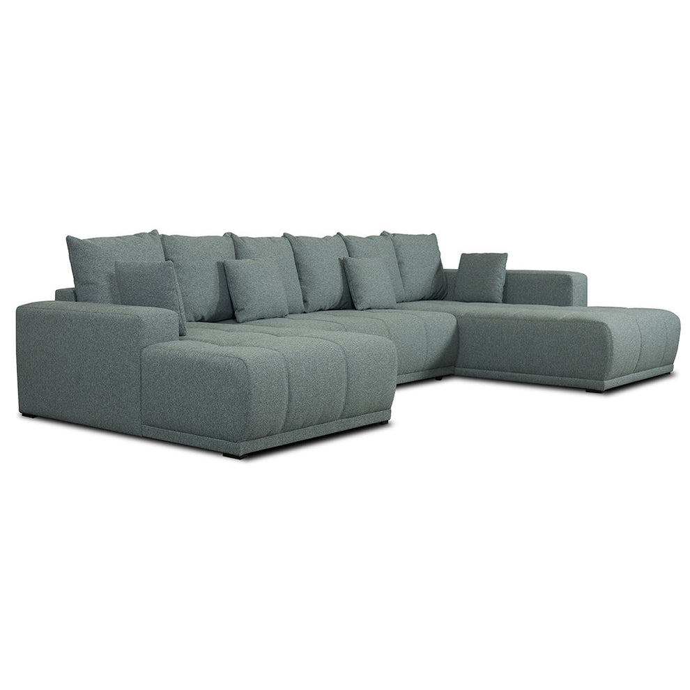 Coltar U Extensibil Otis Dreapta, 6 Locuri, Lada Depozitare, Gri Albastrui, 357 Cm