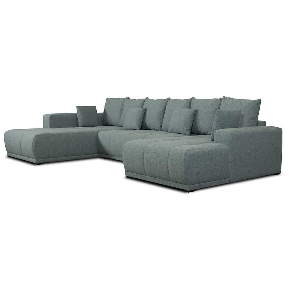 Coltar U Extensibil Otis Stanga, 6 Locuri, Lada Depozitare, Gri Albastrui, 357 Cm