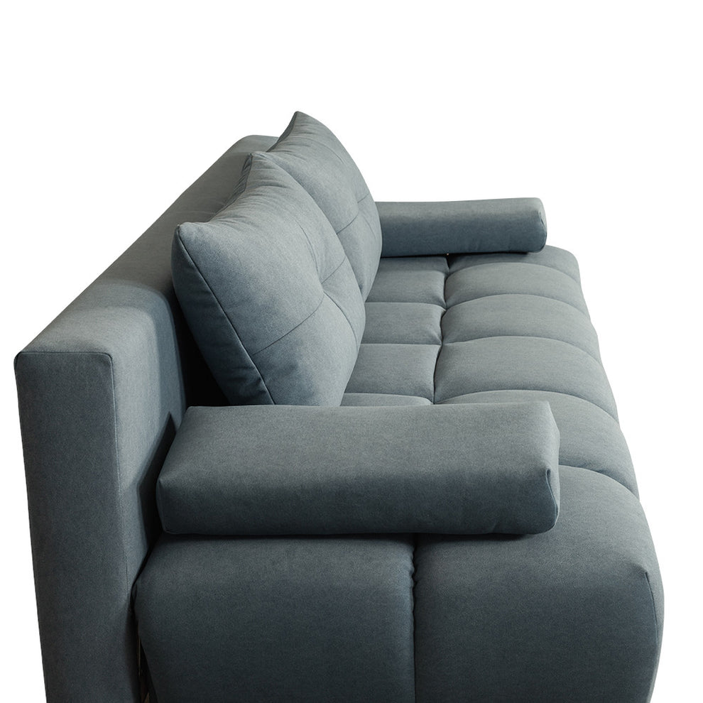 Canapea Extensibila Dali, 3 Locuri, Lada Depozitare, Albastru, 210 Cm