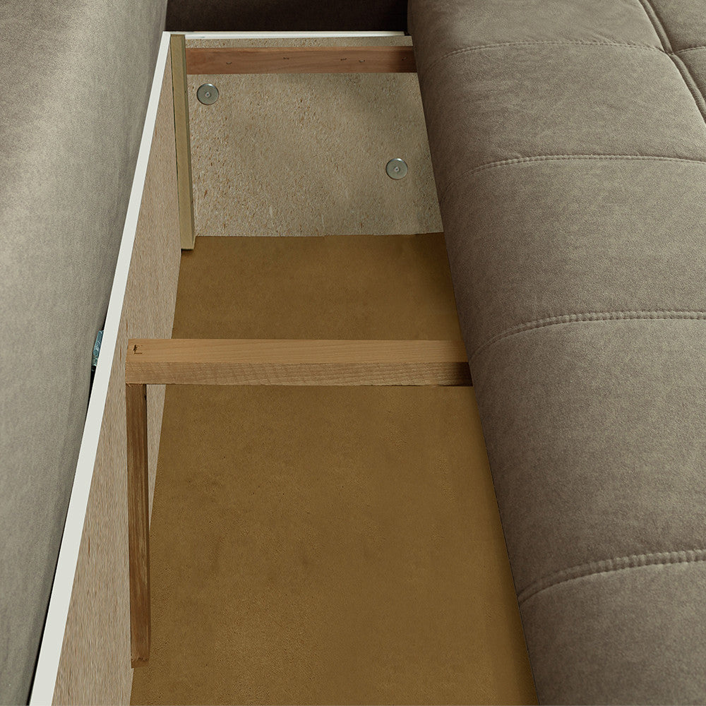 Canapea Extensibila Lorena Lux, 3 Locuri, Spatiu Depozitare, Maro, 250 Cm