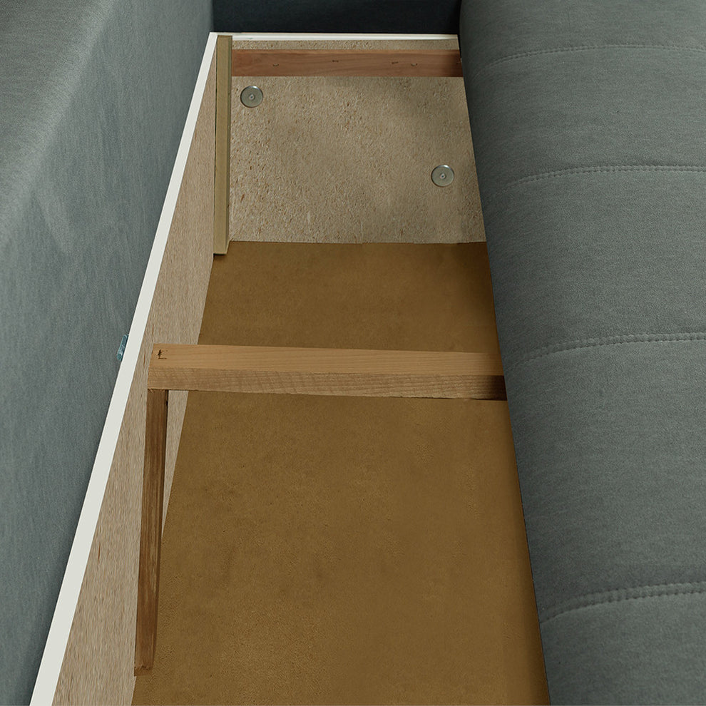 Canapea Extensibila Lorena Lux, 3 Locuri, Spatiu Depozitare, Gri, 250 Cm