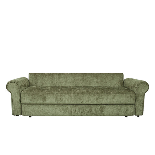 Canapea Extensibila Venezia, 3 Locuri, Lada Depozitare, Tapiterie Verde, 244 Cm