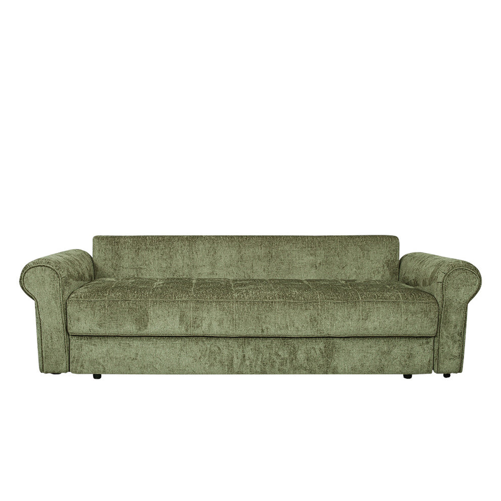 Canapea Extensibila Venezia, 3 Locuri, Lada Depozitare, Tapiterie Verde, 244 Cm