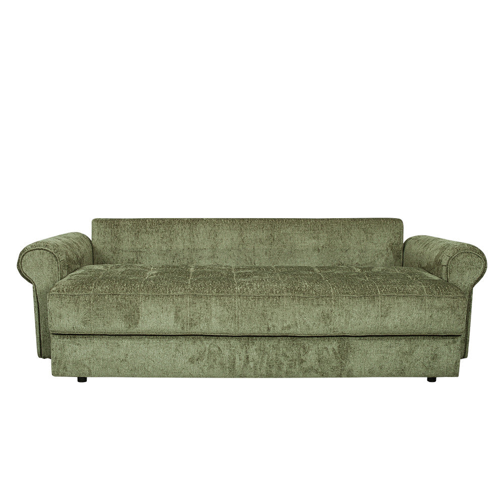 Canapea Extensibila Venezia, 3 Locuri, Lada Depozitare, Tapiterie Verde, 244 Cm