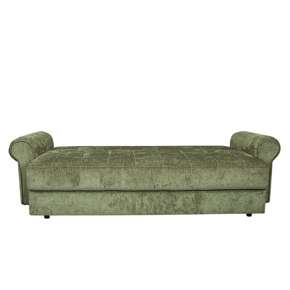 Canapea Extensibila Venezia, 3 Locuri, Lada Depozitare, Tapiterie Verde, 244 Cm