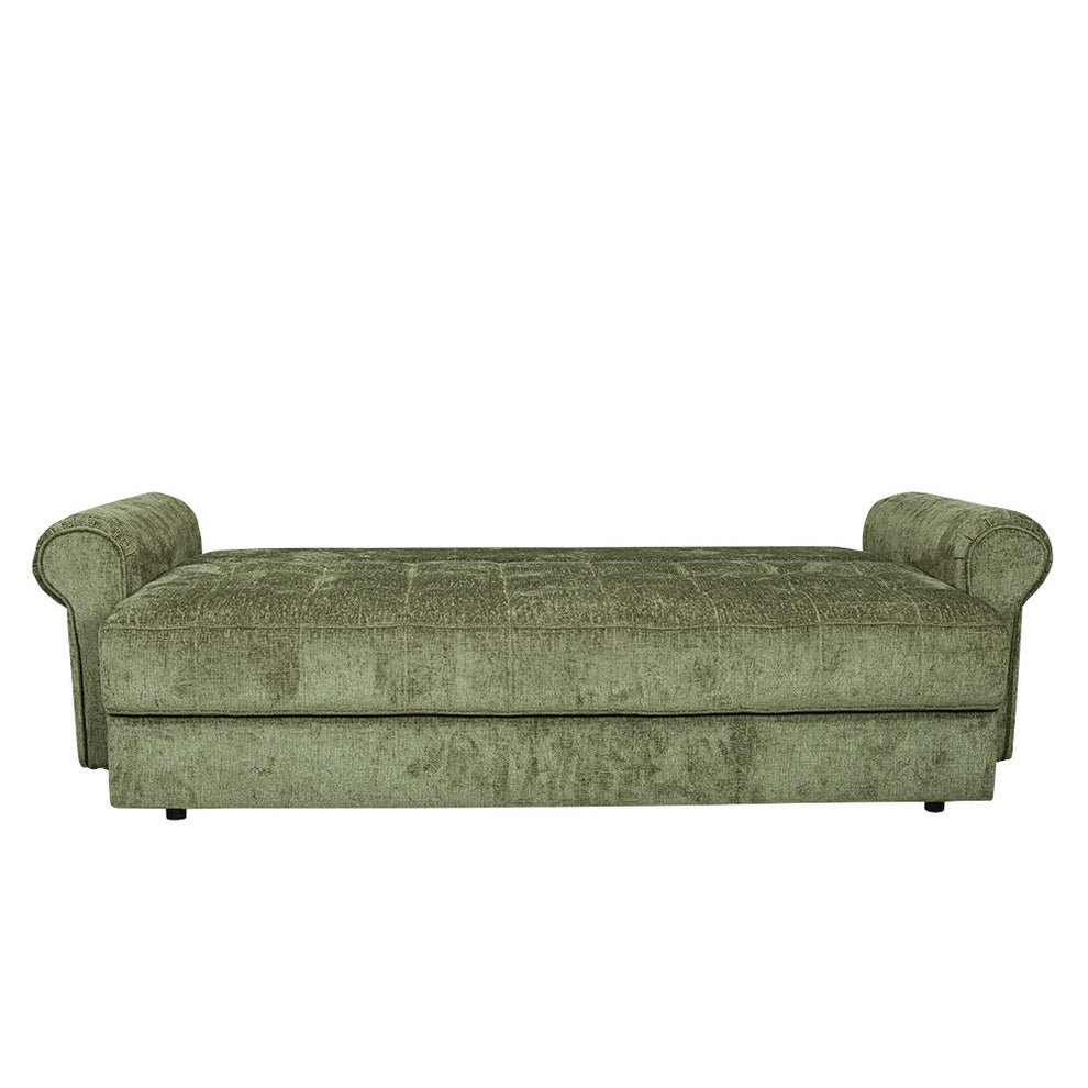 Canapea Extensibila Venezia, 3 Locuri, Lada Depozitare, Tapiterie Verde, 244 Cm