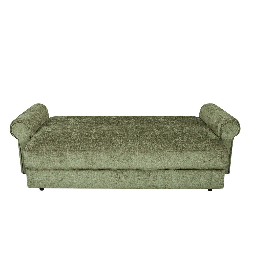Canapea Extensibila Venezia, 3 Locuri, Lada Depozitare, Tapiterie Verde, 244 Cm