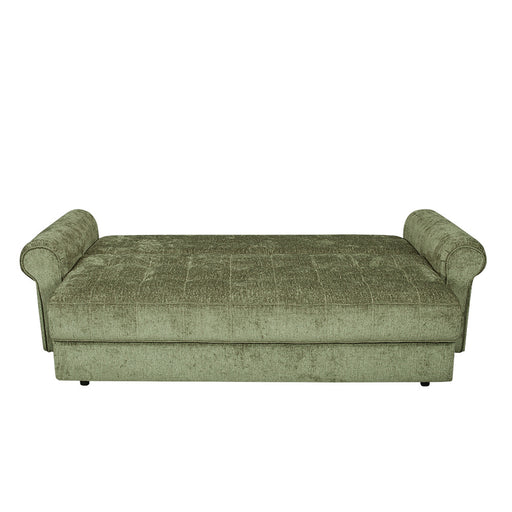 Canapea Extensibila Venezia, 3 Locuri, Lada Depozitare, Tapiterie Verde, 244 Cm