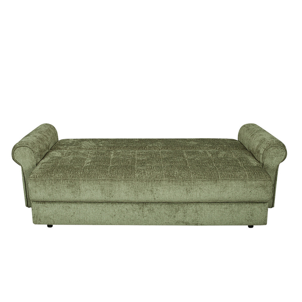 Canapea Extensibila Venezia, 3 Locuri, Lada Depozitare, Tapiterie Verde, 244 Cm