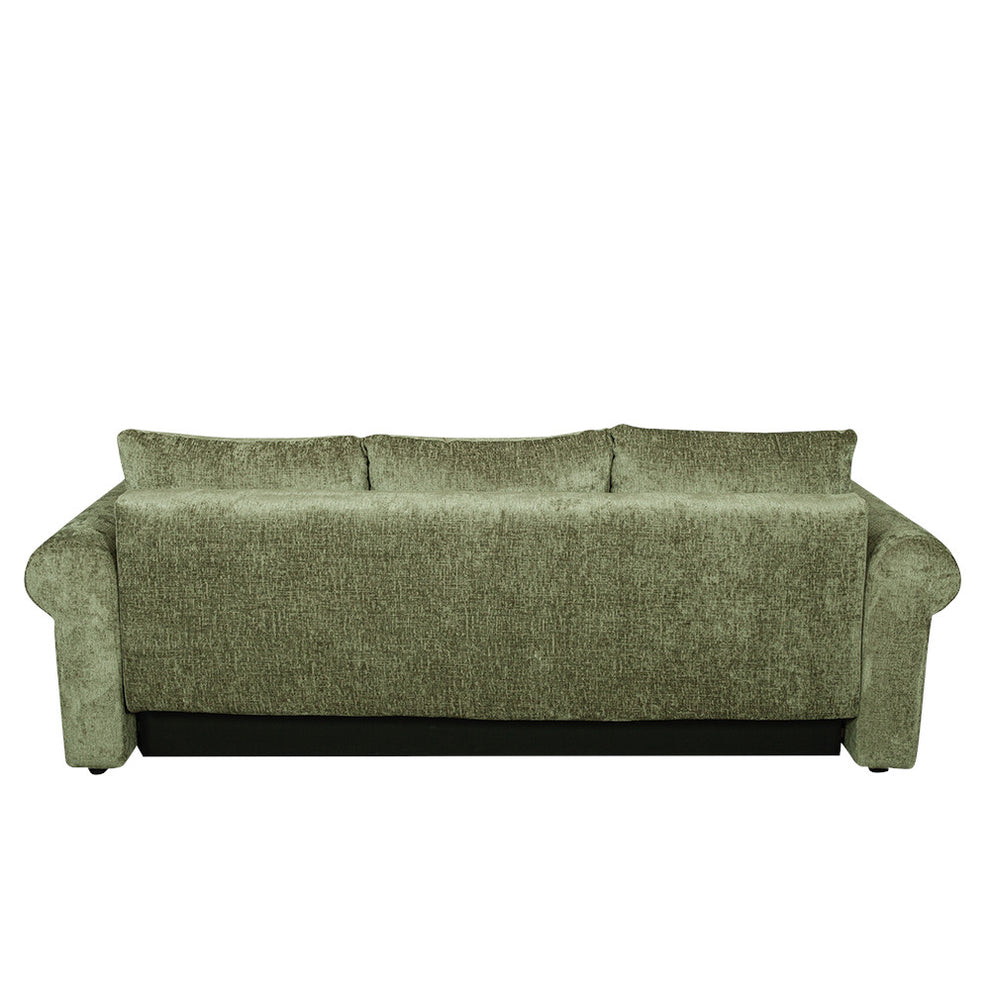 Canapea Extensibila Venezia, 3 Locuri, Lada Depozitare, Tapiterie Verde, 244 Cm