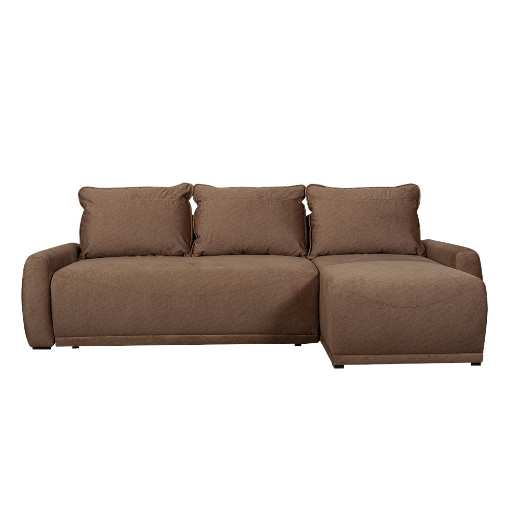 Coltar Extensibil Lea Interschimbabil Stanga/Dreapta, 5 Locuri, Lada Depozitare, Maro 256 Cm