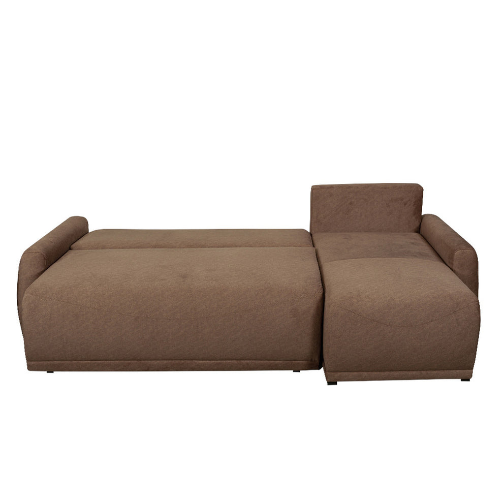 Coltar Extensibil Lea Interschimbabil Stanga/Dreapta, 5 Locuri, Lada Depozitare, Maro 256 Cm