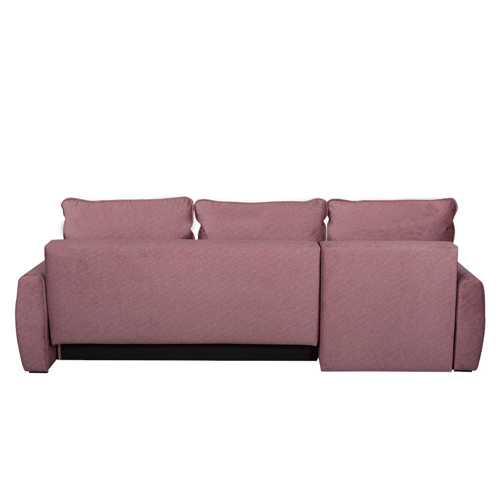 Coltar Extensibil Lea Interschimbabil Stanga/Dreapta, 5 Locuri, Lada Depozitare, Roz, 256 Cm
