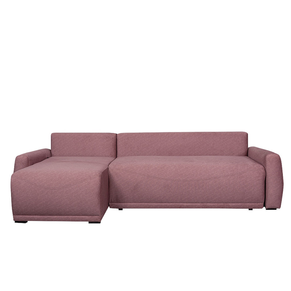 Coltar Extensibil Lea Interschimbabil Stanga/Dreapta, 5 Locuri, Lada Depozitare, Roz, 256 Cm