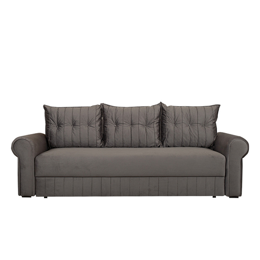 Canapea Extensibila Chic, 3 Locuri, Lada Depozitare, Gri, 242 Cm