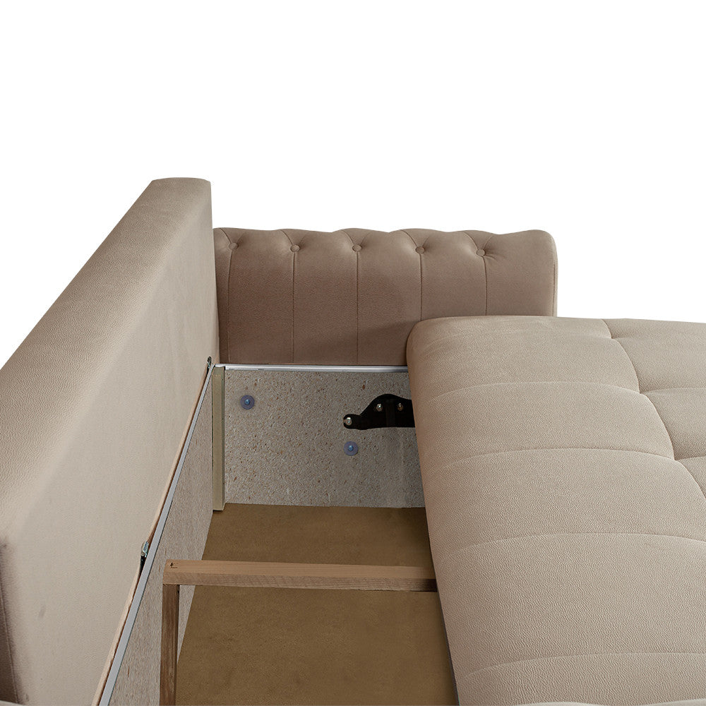 Canapea Extensibila Trendy, 3 Locuri, Lada Depozitare, Bej, 243 Cm