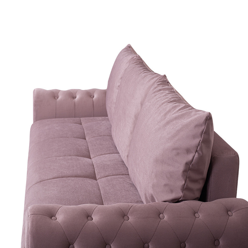 Canapea Extensibila Trendy, 3 Locuri, Lada Depozitare, Roz, 243 Cm