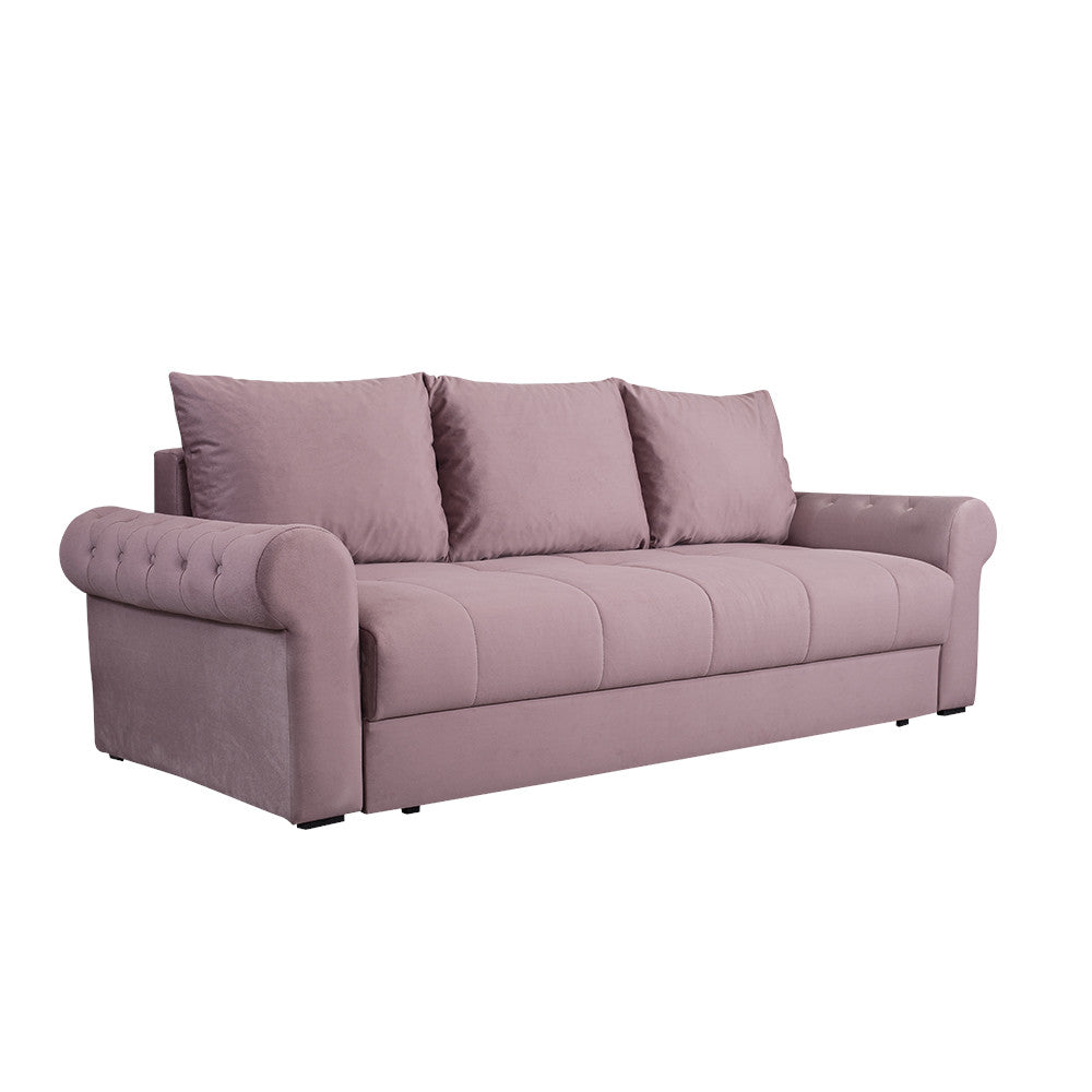 Canapea Extensibila Trendy, 3 Locuri, Lada Depozitare, Roz, 243 Cm
