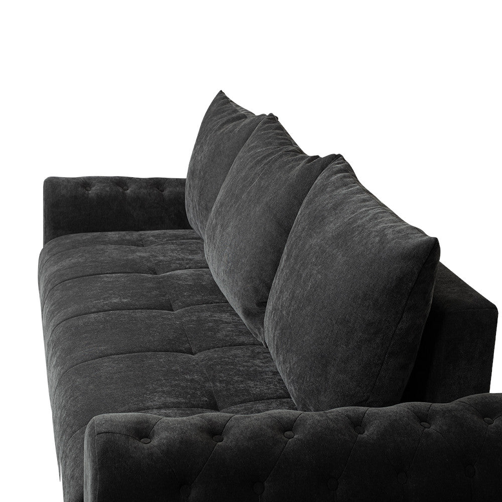 Canapea Extensibila Trendy, 3 Locuri, Lada Depozitare, Gri Inchis, 243 Cm