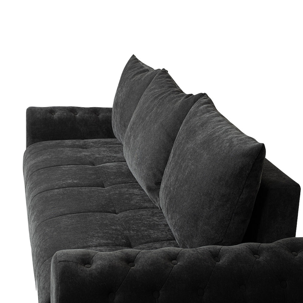 Canapea Extensibila Trendy, 3 Locuri, Lada Depozitare, Gri Inchis, 243 Cm