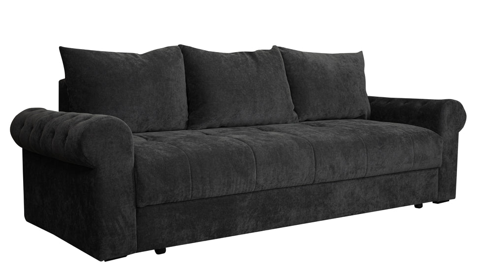 Canapea Extensibila Trendy, 3 Locuri, Lada Depozitare, Gri Inchis, 243 Cm