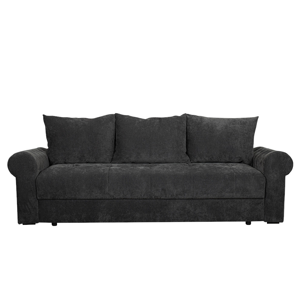 Canapea Extensibila Trendy, 3 Locuri, Lada Depozitare, Gri Inchis, 243 Cm