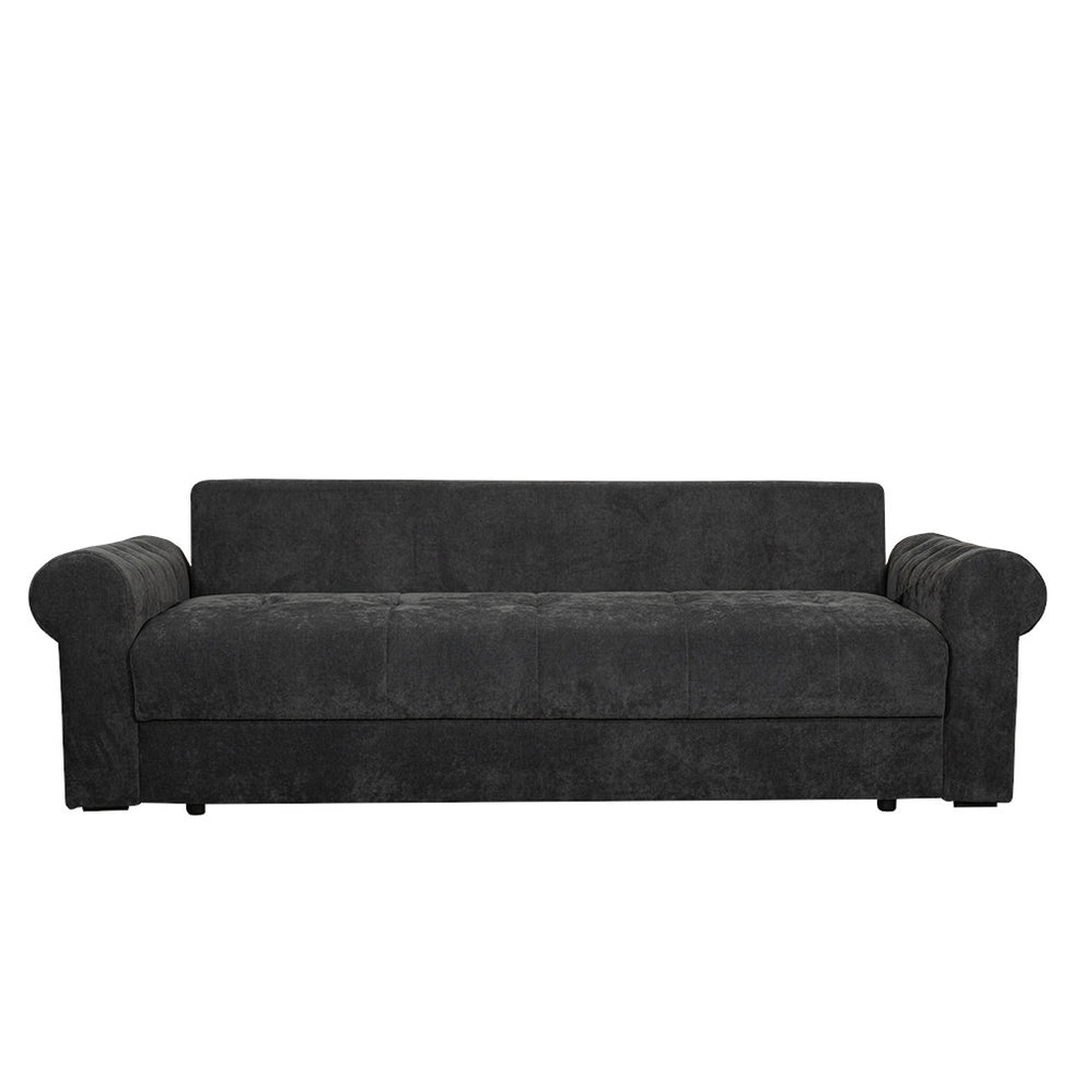 Canapea Extensibila Trendy, 3 Locuri, Lada Depozitare, Gri Inchis, 243 Cm