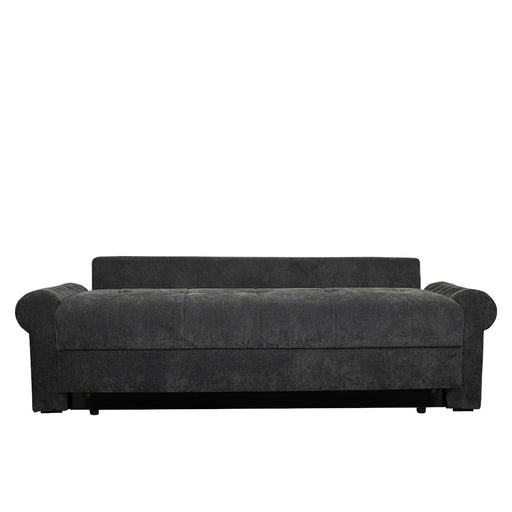 Canapea Extensibila Trendy, 3 Locuri, Lada Depozitare, Gri Inchis, 243 Cm