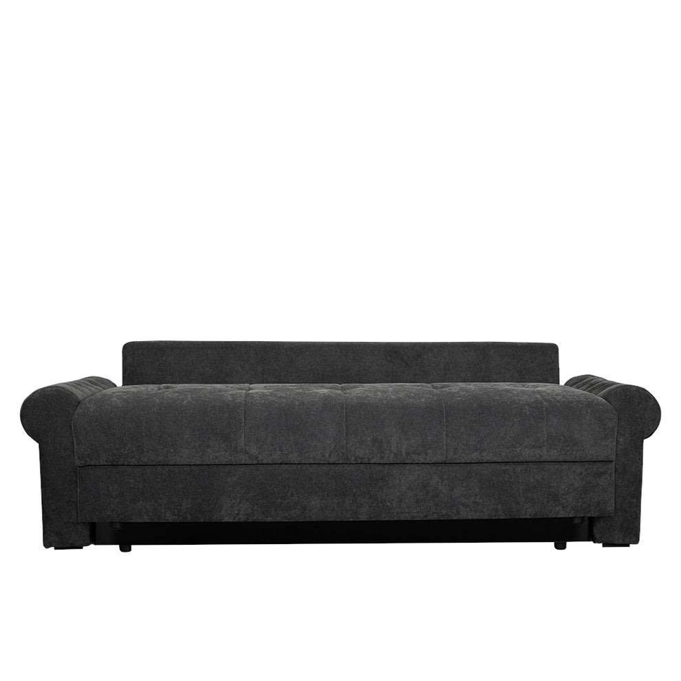 Canapea Extensibila Trendy, 3 Locuri, Lada Depozitare, Gri Inchis, 243 Cm