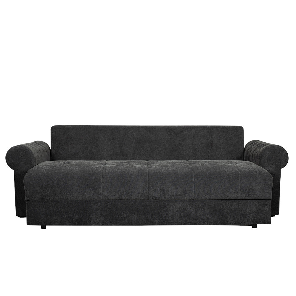 Canapea Extensibila Trendy, 3 Locuri, Lada Depozitare, Gri Inchis, 243 Cm