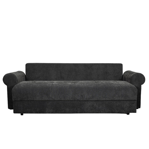 Canapea Extensibila Trendy, 3 Locuri, Lada Depozitare, Gri Inchis, 243 Cm