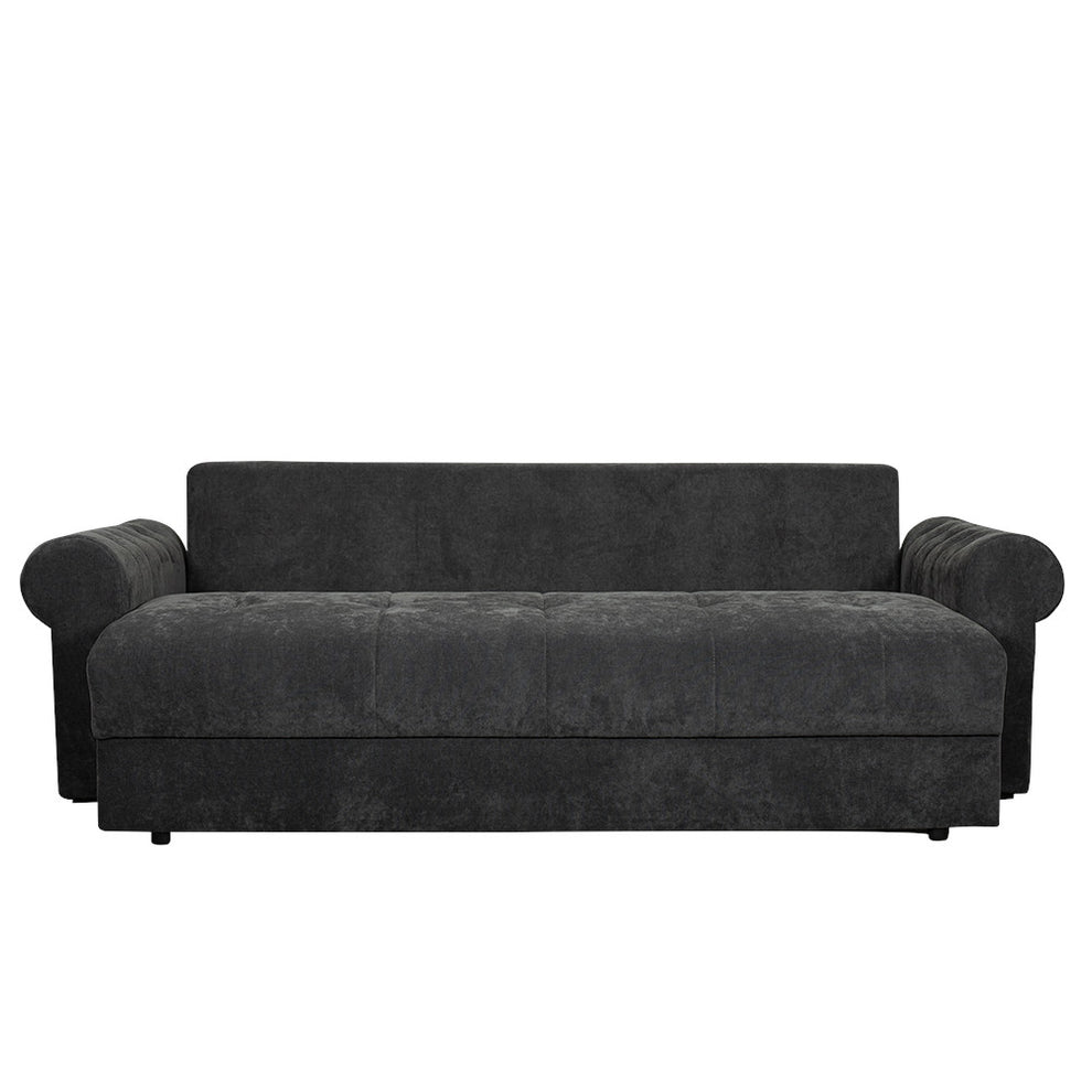Canapea Extensibila Trendy, 3 Locuri, Lada Depozitare, Gri Inchis, 243 Cm
