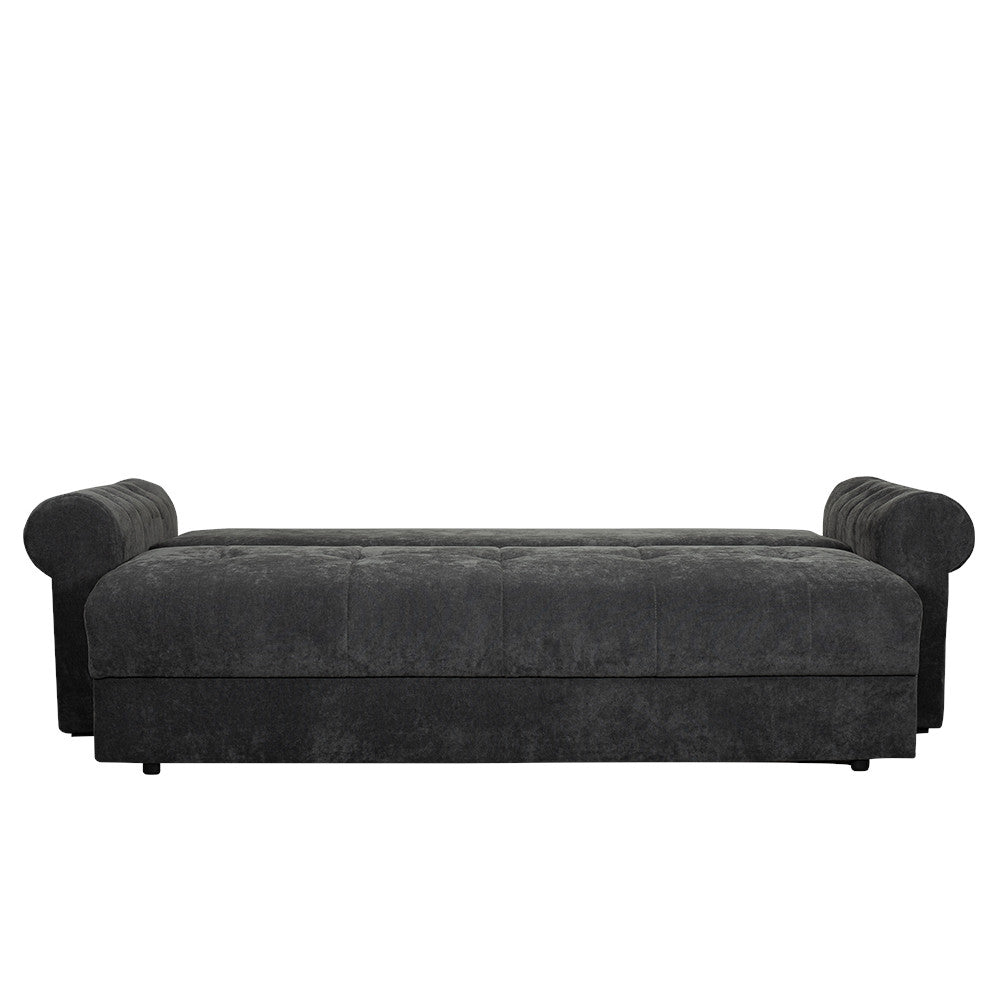 Canapea Extensibila Trendy, 3 Locuri, Lada Depozitare, Gri Inchis, 243 Cm
