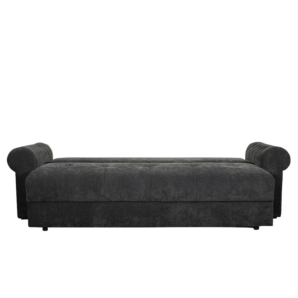 Canapea Extensibila Trendy, 3 Locuri, Lada Depozitare, Gri Inchis, 243 Cm