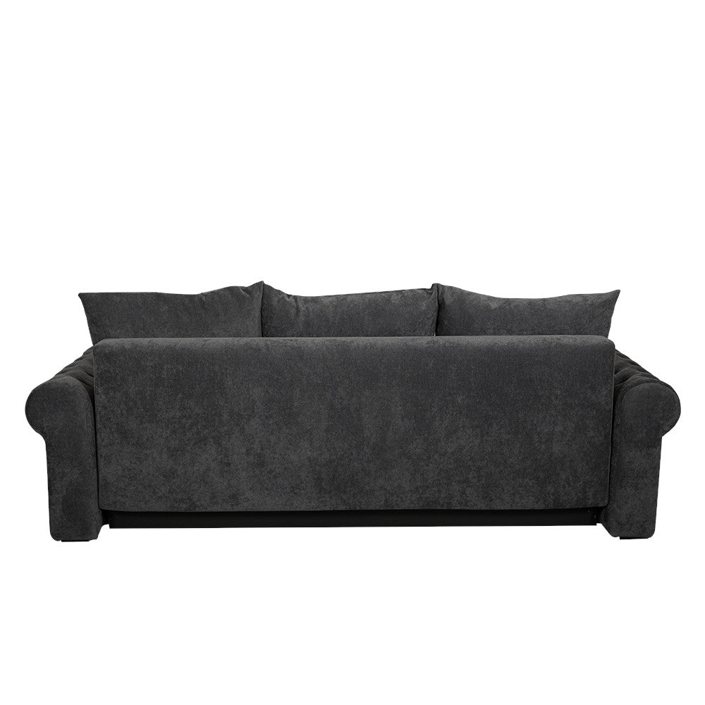 Canapea Extensibila Trendy, 3 Locuri, Lada Depozitare, Gri Inchis, 243 Cm