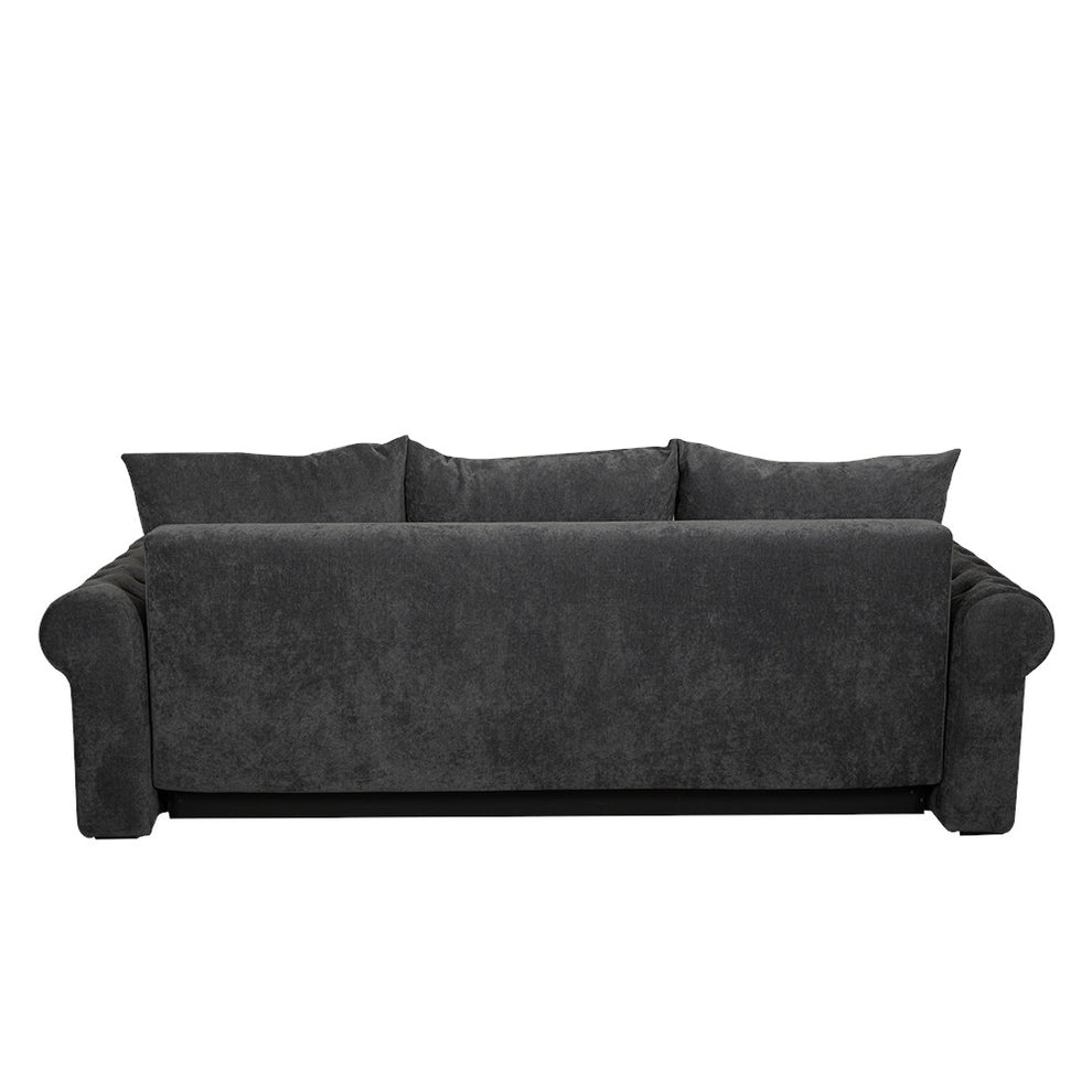 Canapea Extensibila Trendy, 3 Locuri, Lada Depozitare, Gri Inchis, 243 Cm