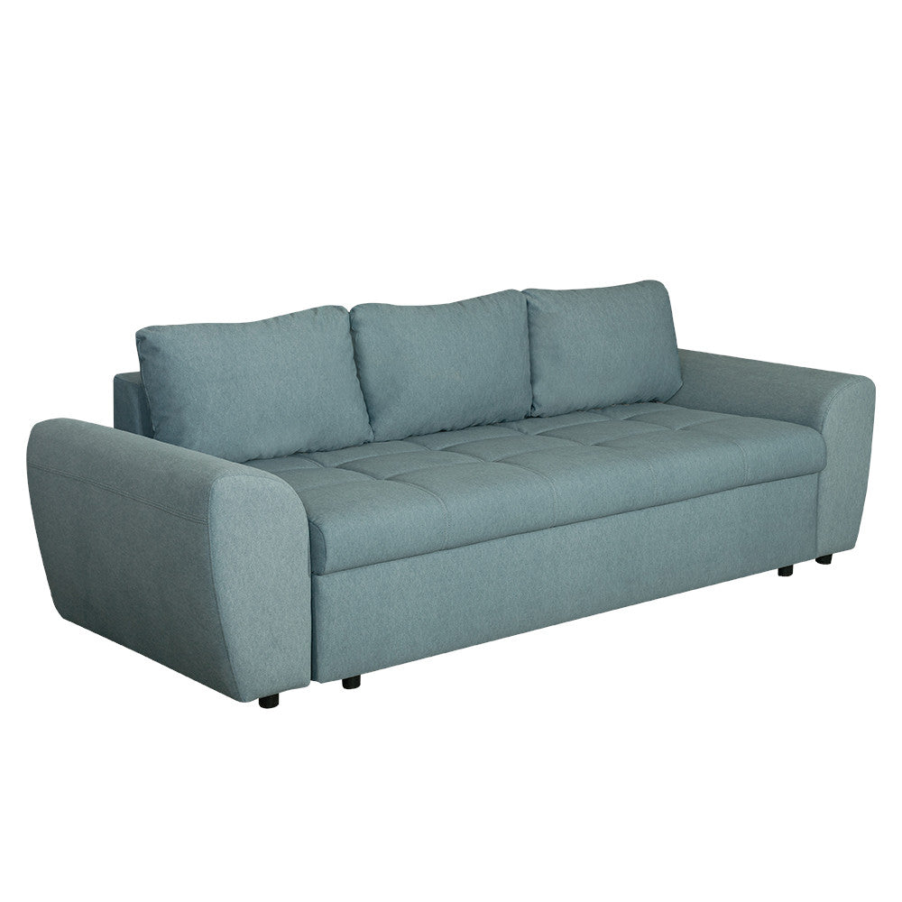 Canapea Extensibila Lorena Lux, 3 Locuri, Spatiu Depozitare, Albastru Deschis, 250 Cm
