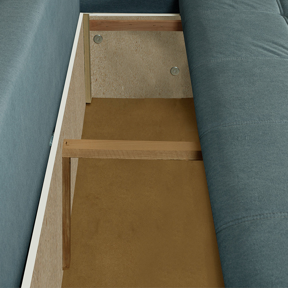 Canapea Extensibila Lorena Lux, 3 Locuri, Spatiu Depozitare, Albastru Deschis, 250 Cm