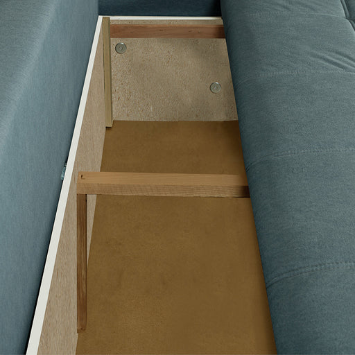 Canapea Extensibila Lorena Lux, 3 Locuri, Spatiu Depozitare, Albastru Deschis, 250 Cm
