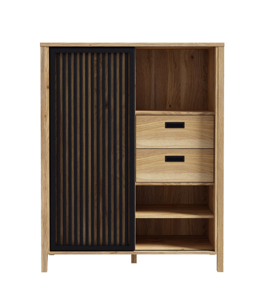 Comoda Bar Justyna Stejar Mauvella Si Negru, 103.4 Cm